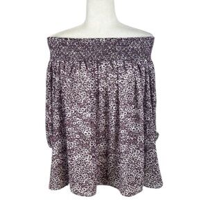 Loft Purple & White Floral Off The Shoulder Top Size M
